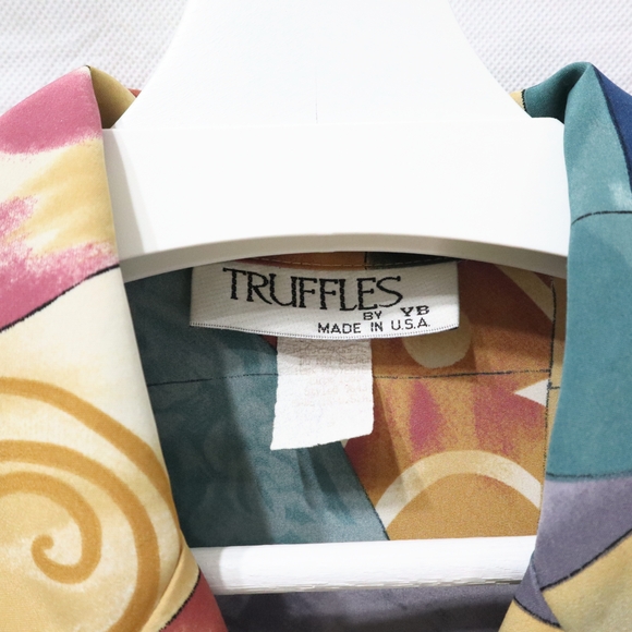 Truffles Colorful Geometric Women's Blousw S Vintage - Picture 5 of 5